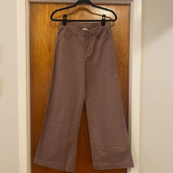 Deep Taupe Stretch Twill Wide Leg Pant - Picture 5 of 9